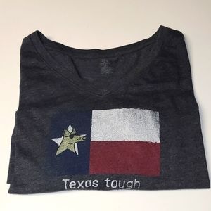 "Texas Tough" Teddy the Dog V-neck Tee, Womens Plus Size 1, Charcoal Grey